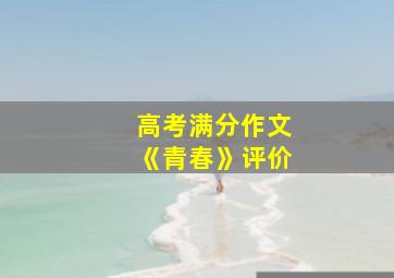 高考满分作文《青春》评价