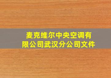 麦克维尔中央空调有限公司武汉分公司文件