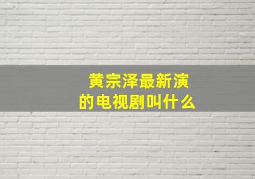 黄宗泽最新演的电视剧叫什么