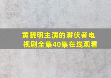 黄晓明主演的潜伏者电视剧全集40集在线观看