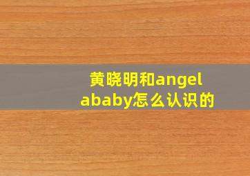 黄晓明和angelababy怎么认识的