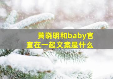 黄晓明和baby官宣在一起文案是什么