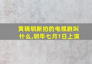 黄晓明新拍的电视剧叫什么,明年七月1日上演