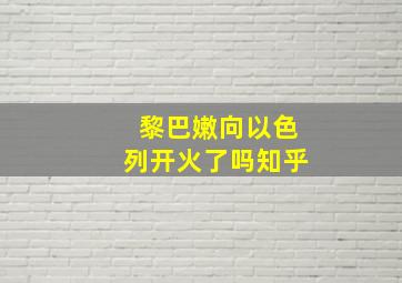 黎巴嫩向以色列开火了吗知乎