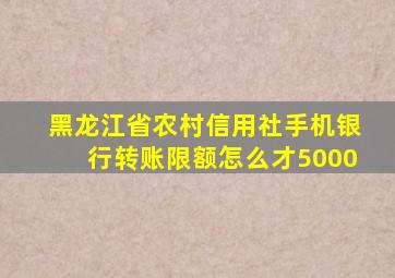 黑龙江省农村信用社手机银行转账限额怎么才5000