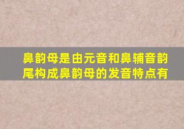 鼻韵母是由元音和鼻辅音韵尾构成鼻韵母的发音特点有