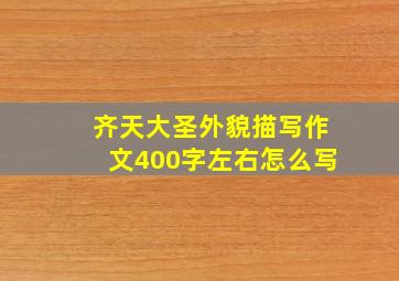 齐天大圣外貌描写作文400字左右怎么写