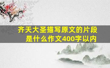 齐天大圣描写原文的片段是什么作文400字以内