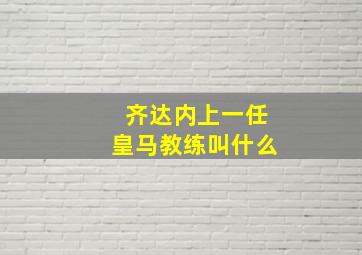 齐达内上一任皇马教练叫什么