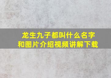 龙生九子都叫什么名字和图片介绍视频讲解下载