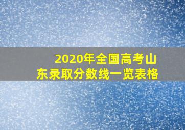 2020年全国高考山东录取分数线一览表格