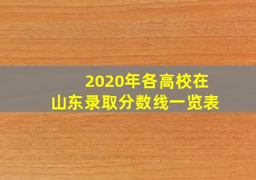 2020年各高校在山东录取分数线一览表