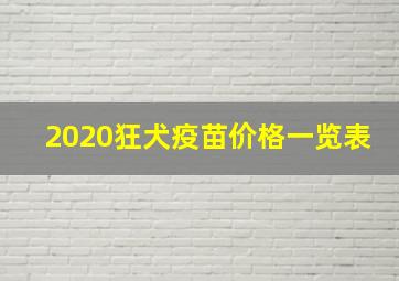 2020狂犬疫苗价格一览表