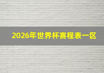 2026年世界杯赛程表一区