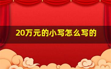 20万元的小写怎么写的