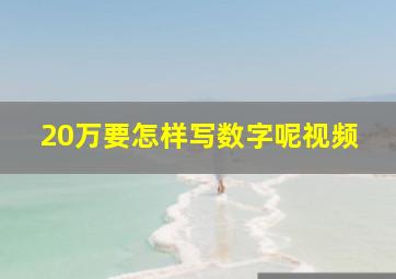 20万要怎样写数字呢视频