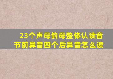 23个声母韵母整体认读音节前鼻音四个后鼻音怎么读