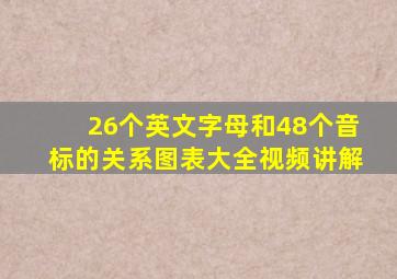 26个英文字母和48个音标的关系图表大全视频讲解