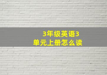 3年级英语3单元上册怎么读