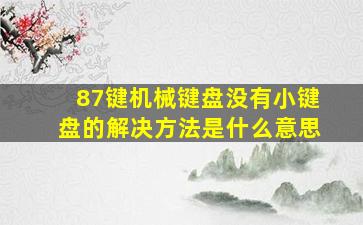 87键机械键盘没有小键盘的解决方法是什么意思