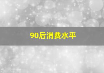 90后消费水平