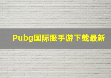 Pubg国际服手游下载最新