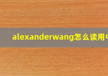 alexanderwang怎么读用中文