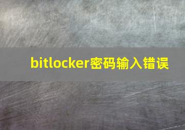 bitlocker密码输入错误