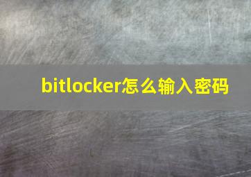 bitlocker怎么输入密码