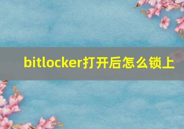 bitlocker打开后怎么锁上