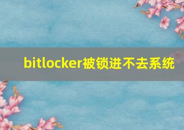 bitlocker被锁进不去系统