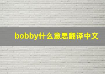 bobby什么意思翻译中文