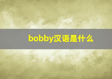 bobby汉语是什么