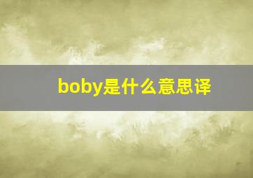 boby是什么意思译