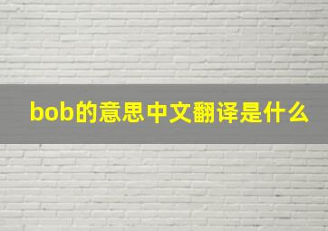 bob的意思中文翻译是什么