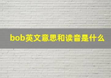 bob英文意思和读音是什么