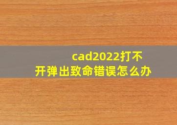 cad2022打不开弹出致命错误怎么办