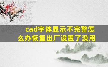 cad字体显示不完整怎么办恢复出厂设置了没用