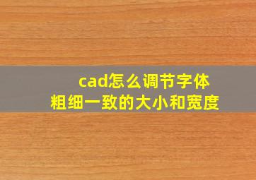 cad怎么调节字体粗细一致的大小和宽度