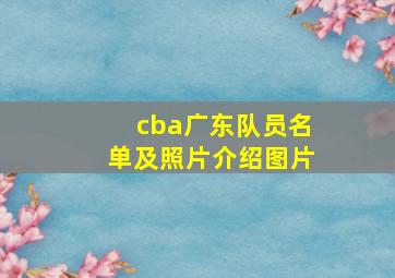 cba广东队员名单及照片介绍图片