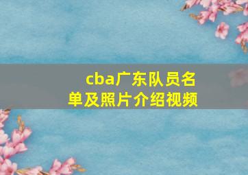 cba广东队员名单及照片介绍视频