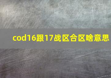 cod16跟17战区合区啥意思