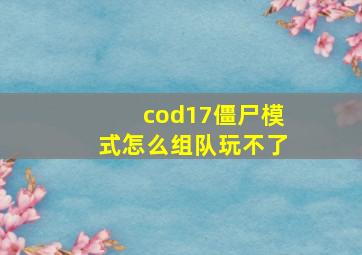 cod17僵尸模式怎么组队玩不了