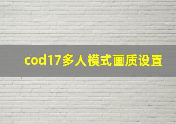 cod17多人模式画质设置