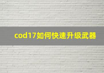 cod17如何快速升级武器