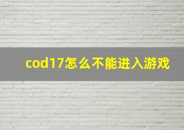 cod17怎么不能进入游戏