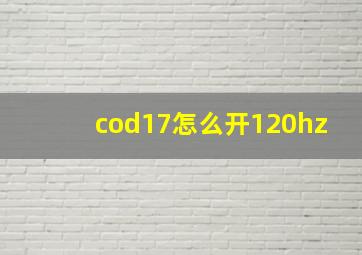 cod17怎么开120hz