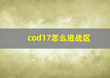 cod17怎么进战区