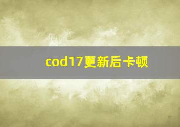 cod17更新后卡顿