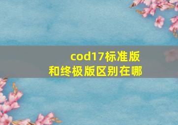 cod17标准版和终极版区别在哪